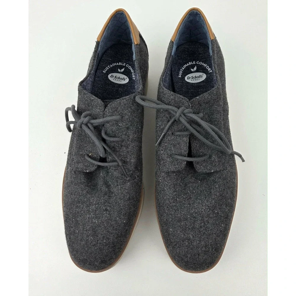 Dr Scholls‎ Womens 8.5M Gray Lillian Platform Oxford Wool Lace up Shoes